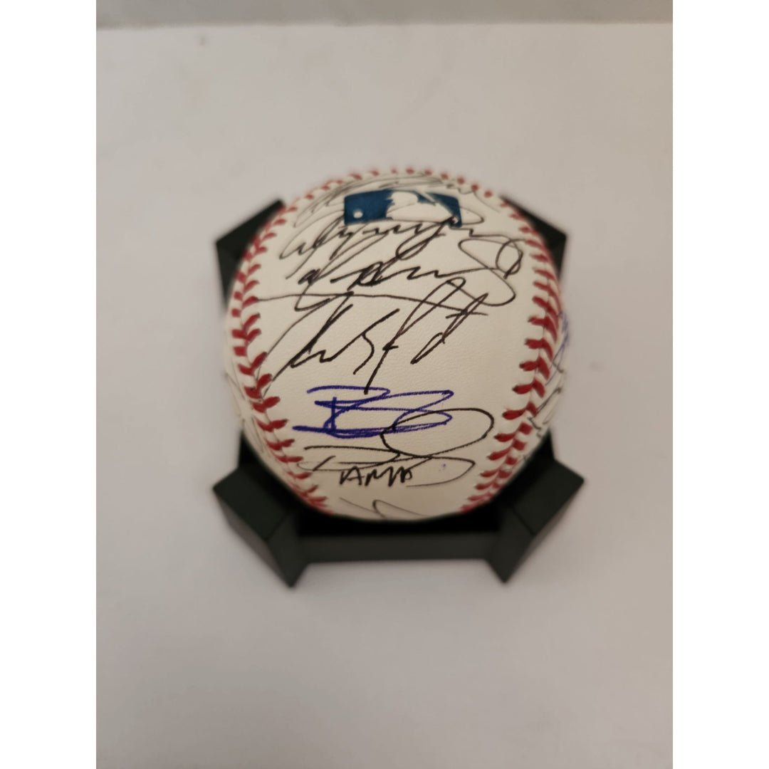 New York Yankees Derek Jeter Mariano Rivera Hideki Matsui World Series champions team signed baseball with free acrylic display case