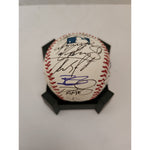 Load image into Gallery viewer, New York Yankees Derek Jeter Mariano Rivera Hideki Matsui World Series champions team signed baseball with free acrylic display case

