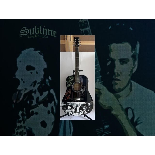 SUBLIME Bradley Nowell, Eric Wilson, Bud Gaugh" One of A kind 39' inch full size acoustic guitar signed