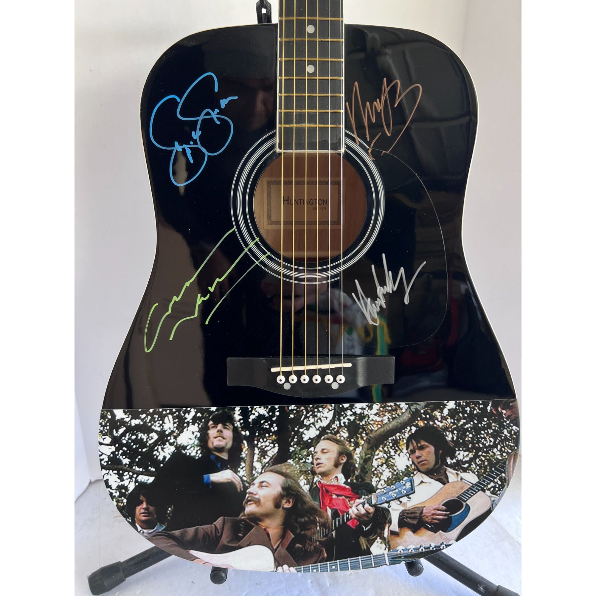 CSNY David Crosby Neil Young Graham Nash Stephen Stills full size acoustic guitar signed with proof