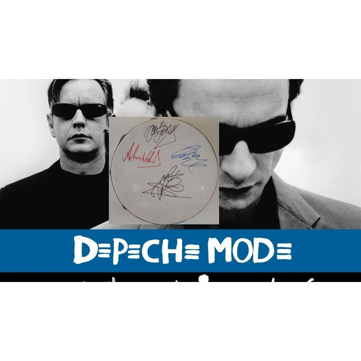 Depeche Mode David Gahan all four original members 14-in tambourine