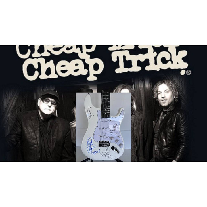 Cheap Trick Rob Zander, Bun E. Carlos, Rick Nielsen, Tom Peterson electric guitar signed with proof.