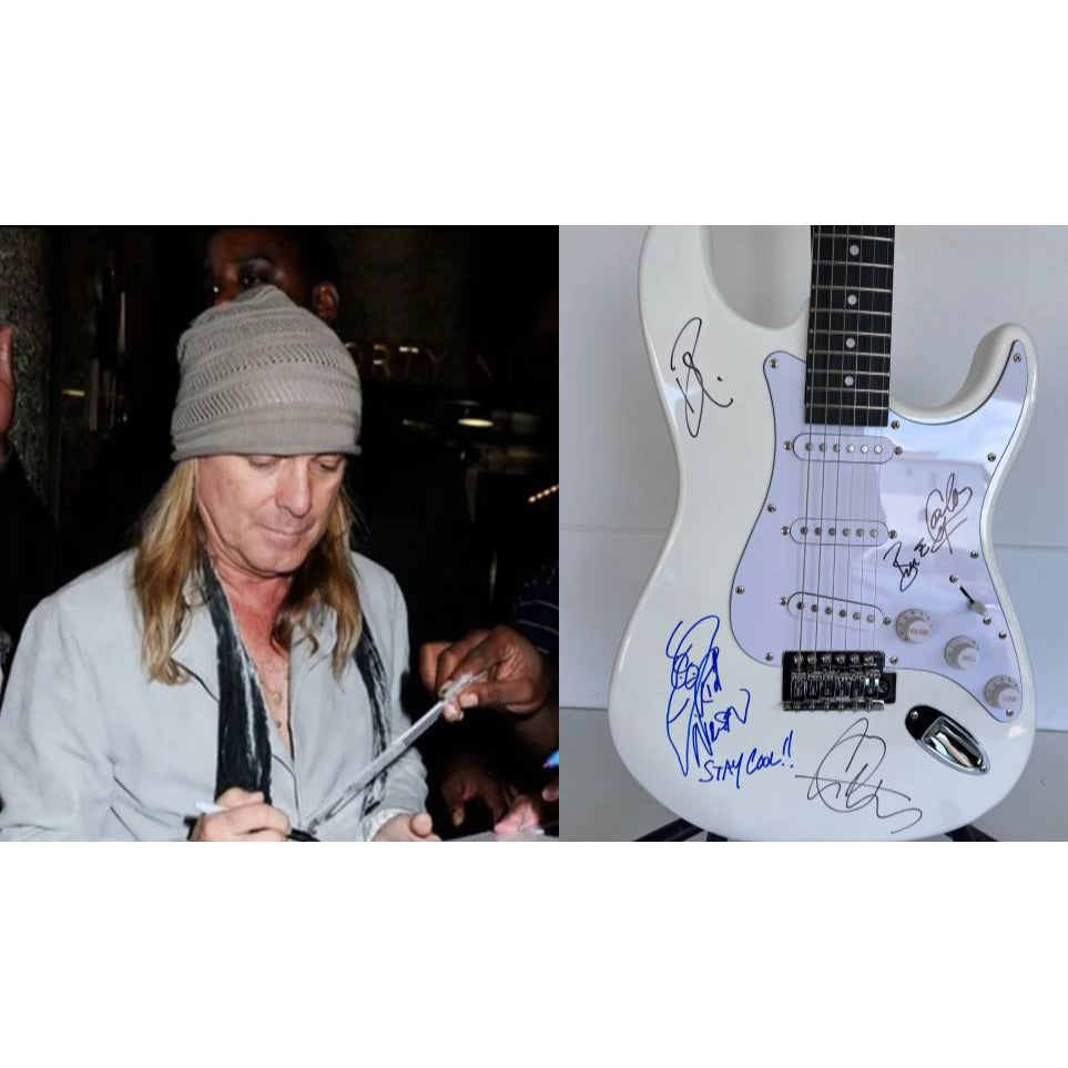 Cheap Trick Rob Zander, Bun E. Carlos, Rick Nielsen, Tom Peterson electric guitar signed with proof.