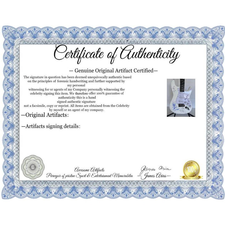 Cheap Trick Rob Zander, Bun E. Carlos, Rick Nielsen, Tom Peterson electric guitar signed with proof.