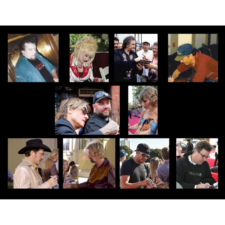 Country Music Icons Hank Williams Sr. Patsy Cline Johnny Cash, Dolly Parton, Kenny Rogers (33) legends signed this one of a kind piece