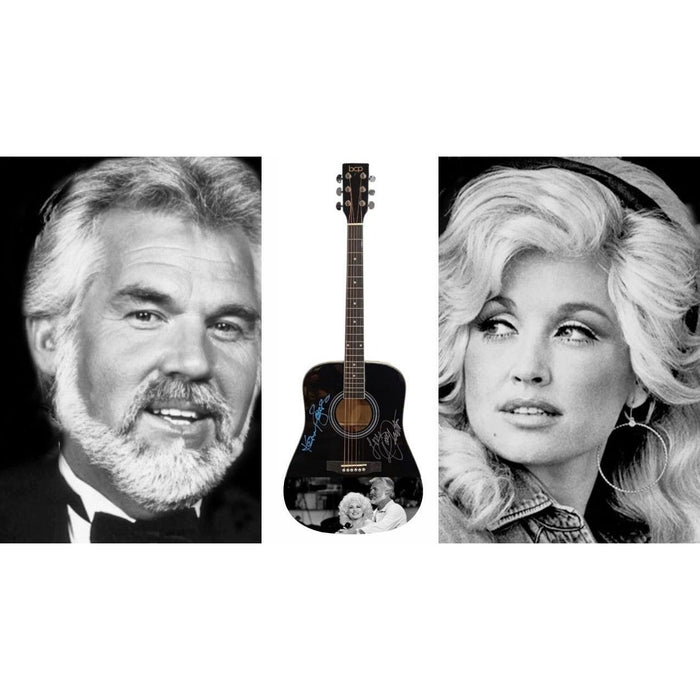 Dolly Parton and Kenny Rogers full size acoustic guitar signed with proof