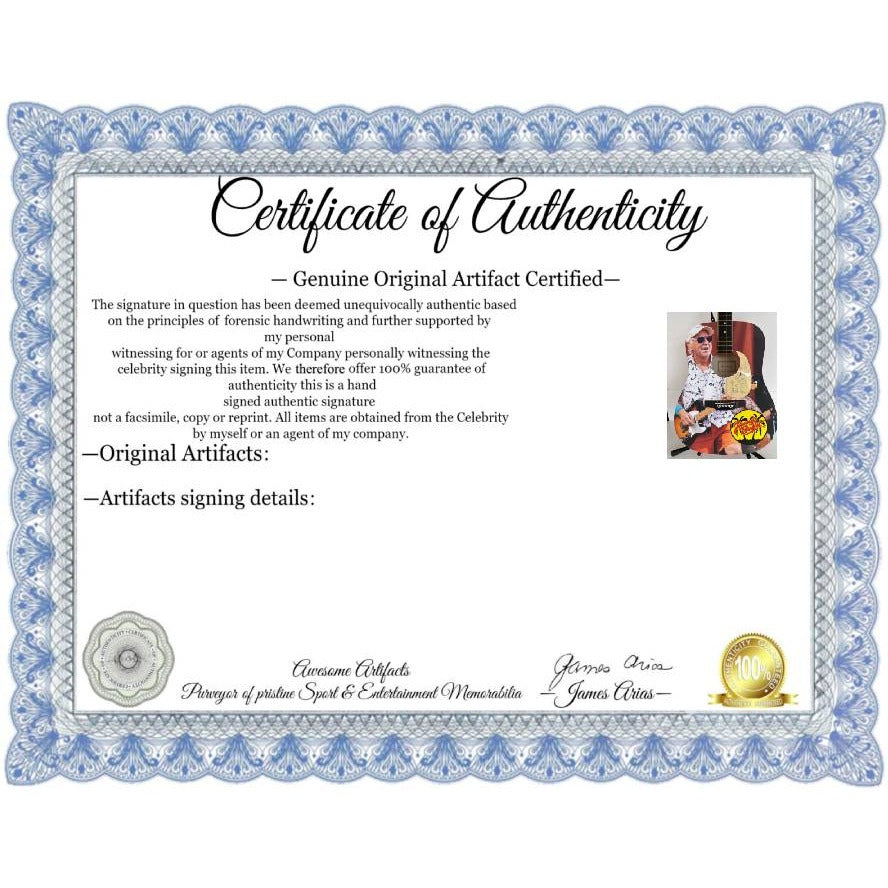 Jimmy Buffett full size acoustic guitar (one of a kind ) signed with proof.