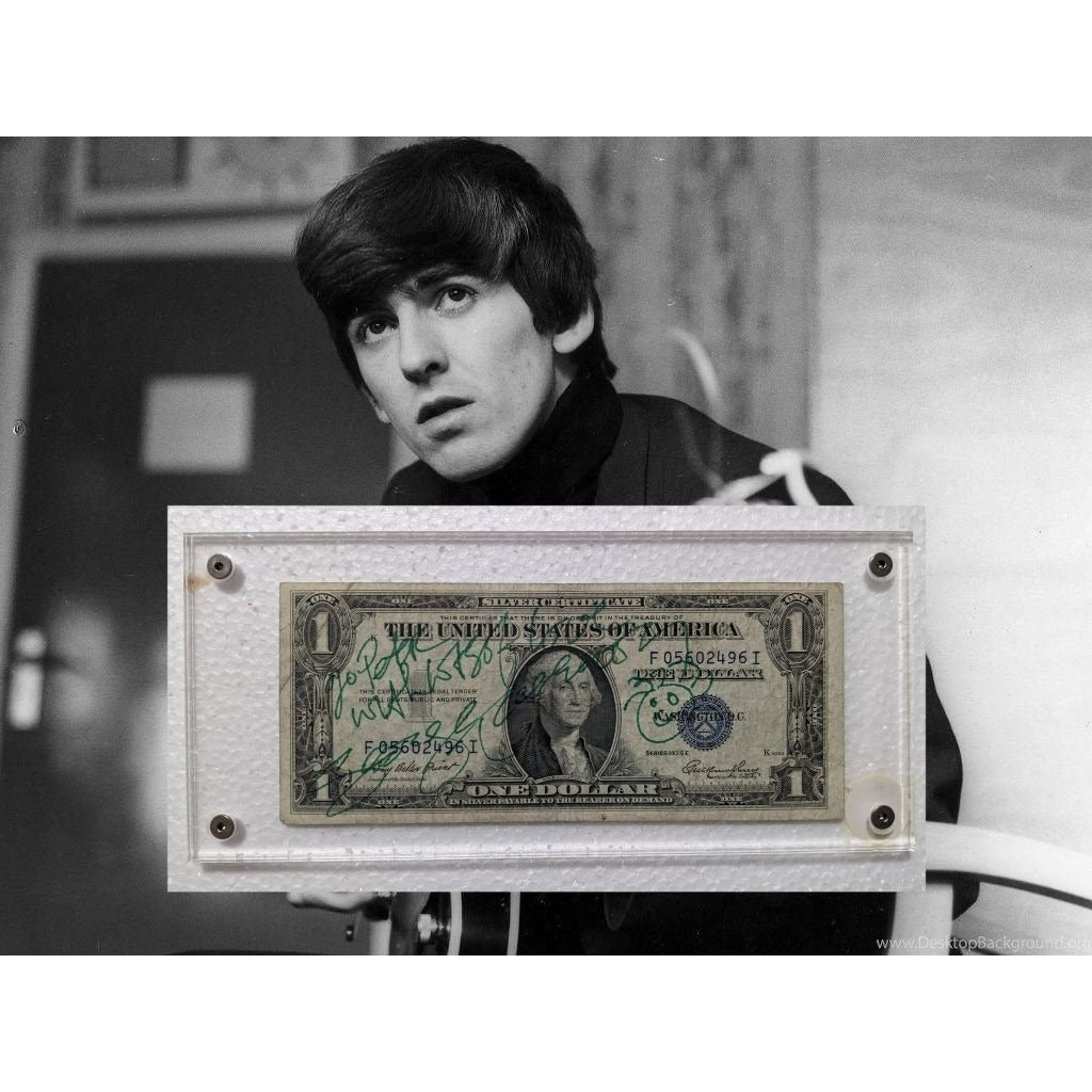 George Harrison of The Beatles with inscription Vintage authentic signed US Silver certificate dollar bill