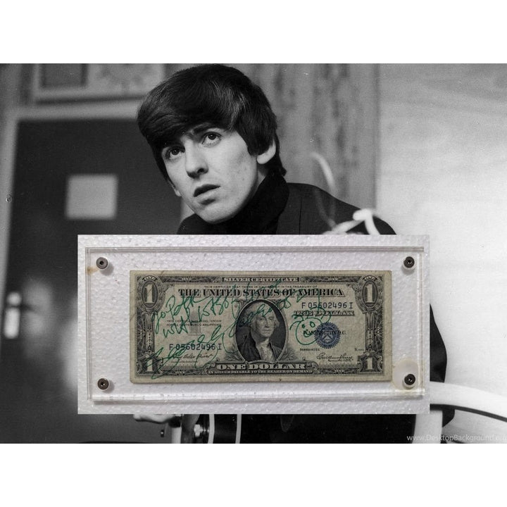 George Harrison of The Beatles with inscription Vintage authentic signed US Silver certificate dollar bill