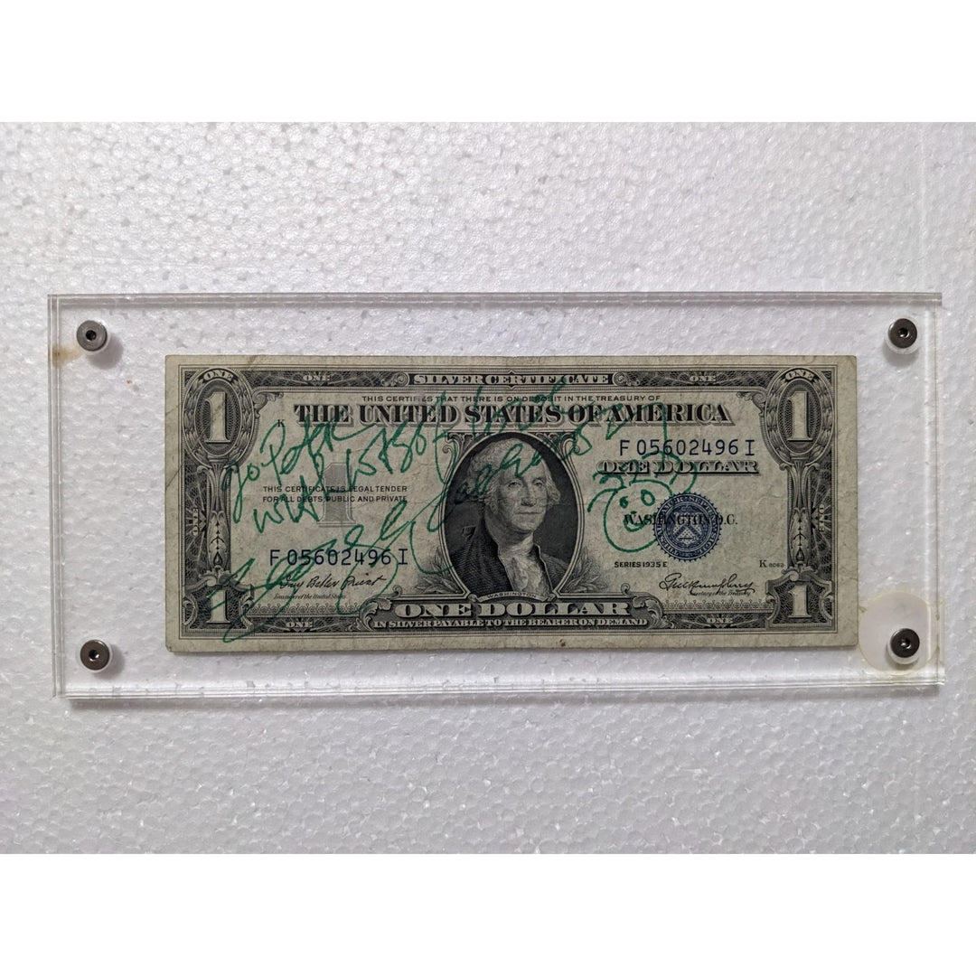 George Harrison of The Beatles with inscription Vintage authentic signed US Silver certificate dollar bill