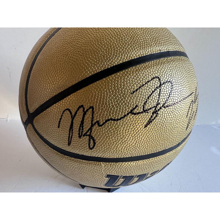 Wilson NBA Gold Edition basketball signed by LeBron James and Michael Jordan with proof $2,999