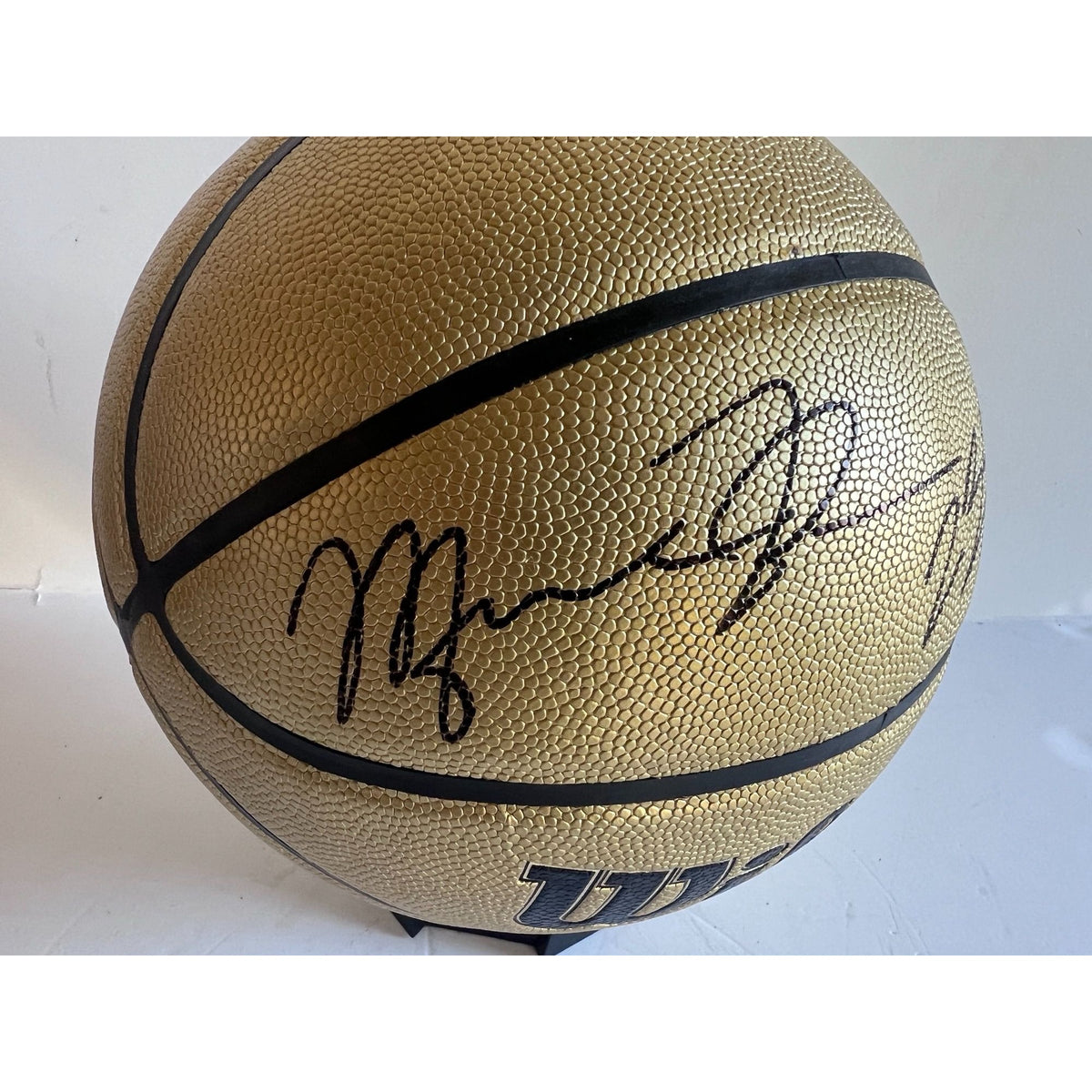 Wilson NBA Gold Edition basketball signed by LeBron James and Michael ...