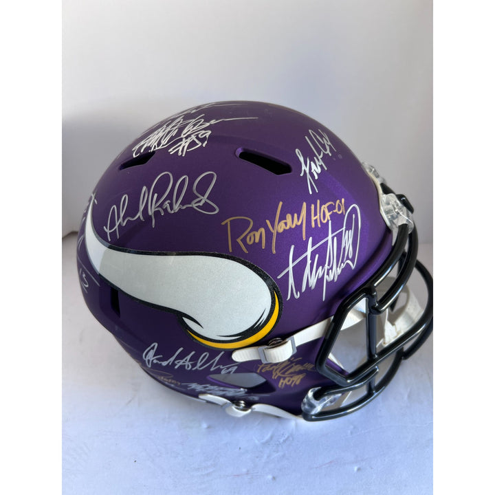 Minnesota Vikings all-time grades full size helmet signed Allen page Chris Carter Chuck Foreman Jim Marshall Adrian Peterson Pual Krause