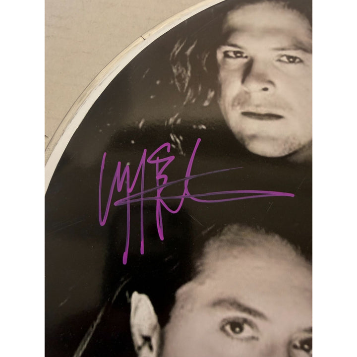Metallica James Hetfield Lars Ulrich Kirk Hammett Jason Newsted  drumhead signed with proof.