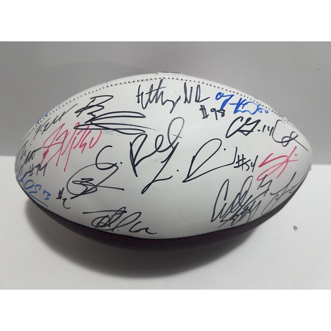 Tampa Bay Buccaneers 2021 Super Bowl champions Tom Brady Bruce Arians Rob Gronkowski Mike Evans complete team signed football with proof