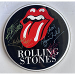 Load image into Gallery viewer, Keith Richards, Charlie Watts, Ronnie Wood, Mick Jagger, The Rolling Stones one-of-a-kind drumhead signed with proof
