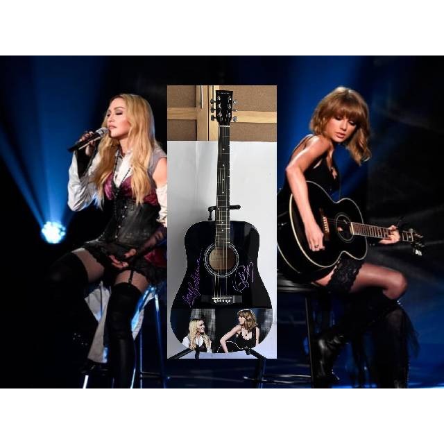 Madonna and Taylor Swift One of A kind 39' inch full size acoustic guitar signed with proof