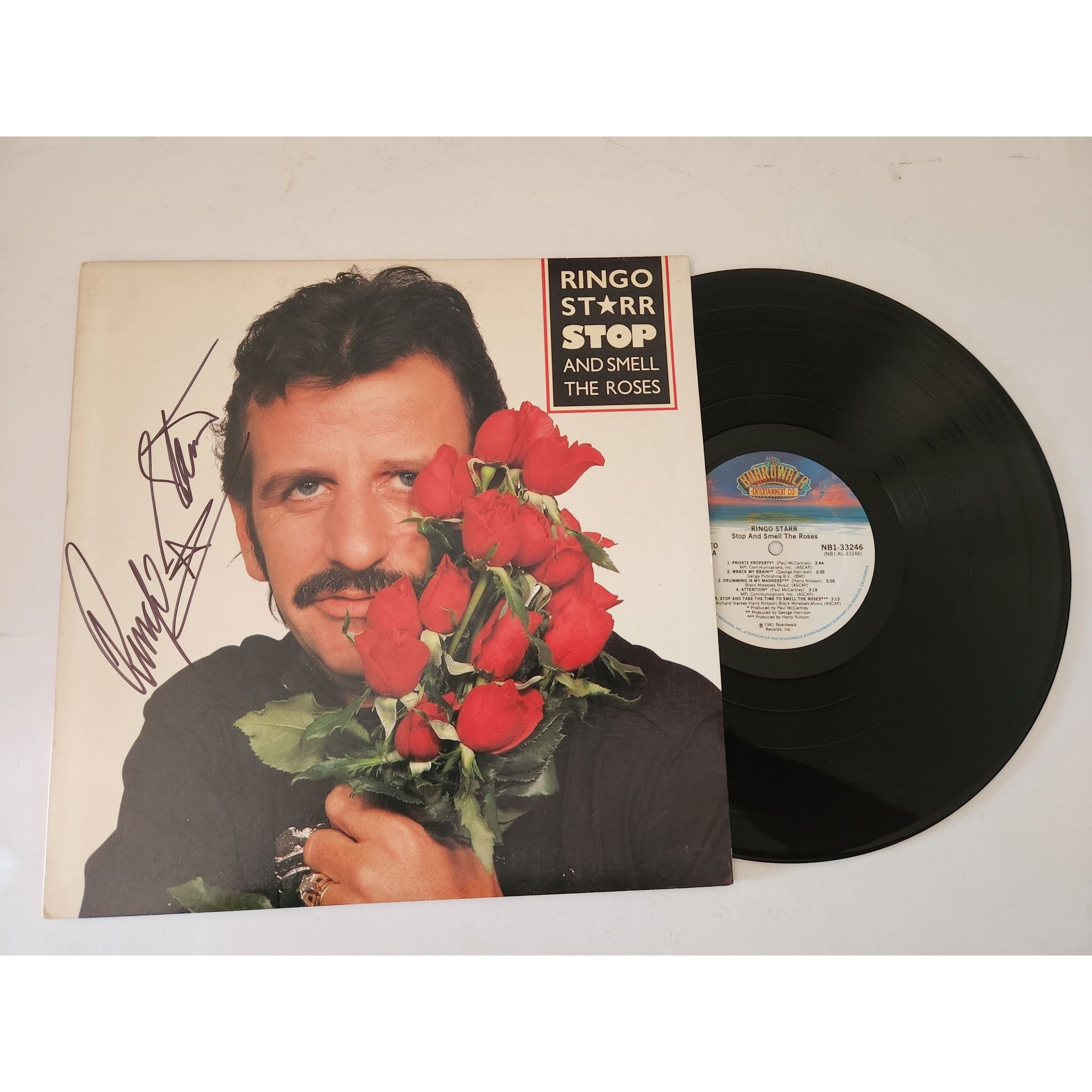 Ringo Starr stop and smell the roses LP signed with proof