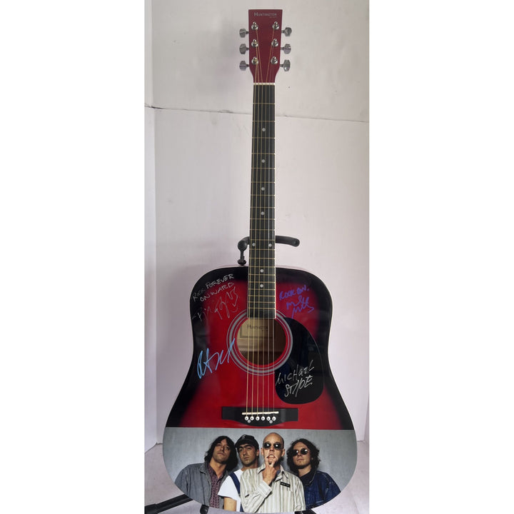 R.E.M Michael Stripe, Bill Berry, Mike Mills, Peter Buck full size 39' Huntington acoustic signed with proof