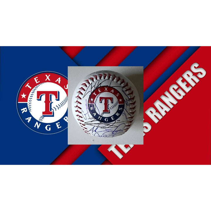 Texas Rangers Rawlings Baseball Corey Seager, Adolis Garcia, Nathaniel Lowe, Josh Jung, Marcus Semien, Natah Evoldi signed with proof