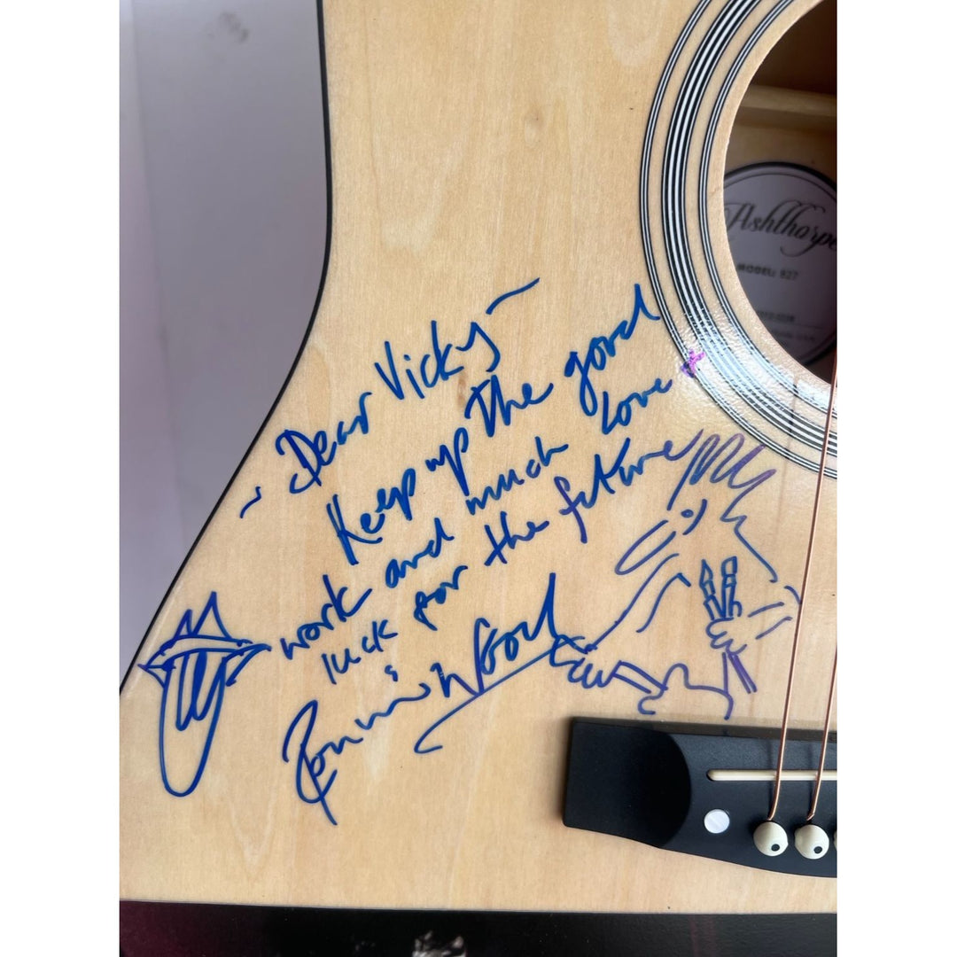 Bob Dylan Keith Richards Ronnie Wood full size one of a kind acoustic guitar signed with proof