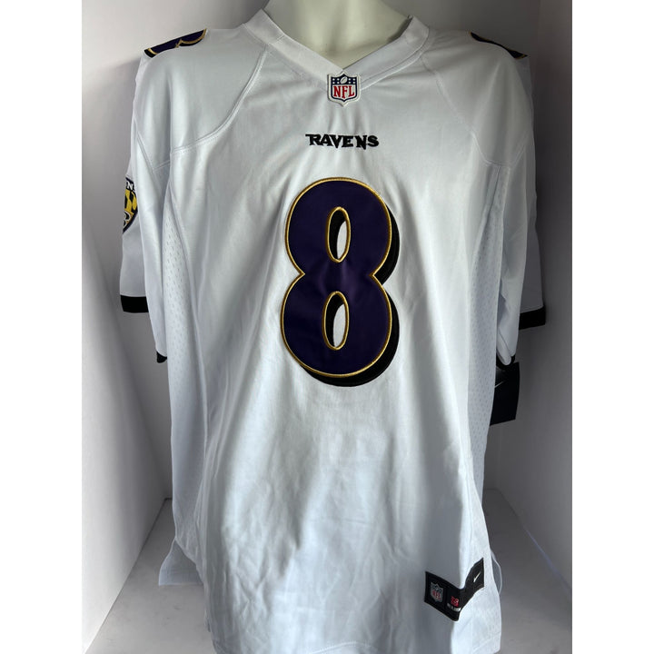 Lamar Jackson Baltimore Ravens 2023-24 team signed Nike mens size L game model jersey signed with proof