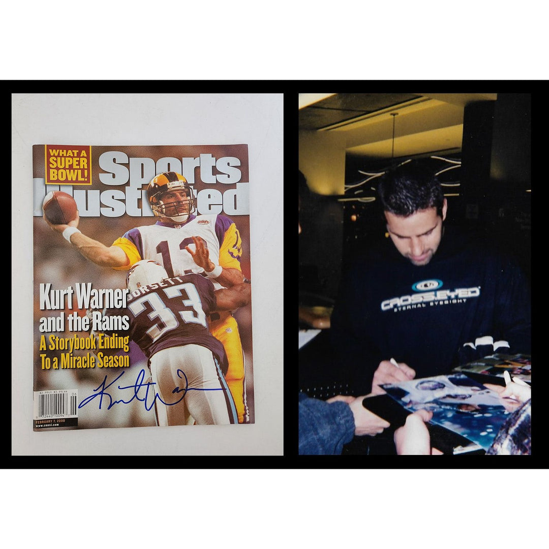 Kurt Warner St Louis Rams full Sports Illustrated magazine signed with proof