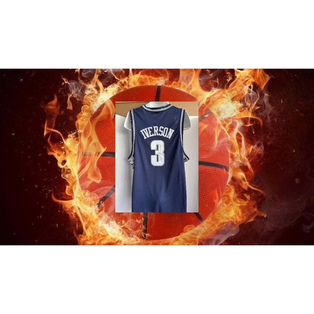 Allen Iverson Georgetown size XL game model jersey signed with proof