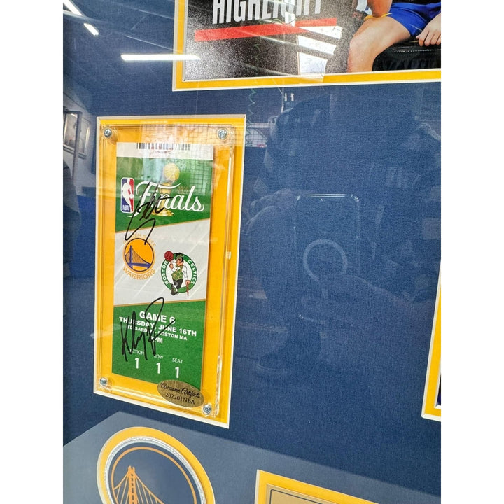 Stephen Curry and Klay Thompson Golden State Warriors 2022 NBA Finals Full ticket signed with proof