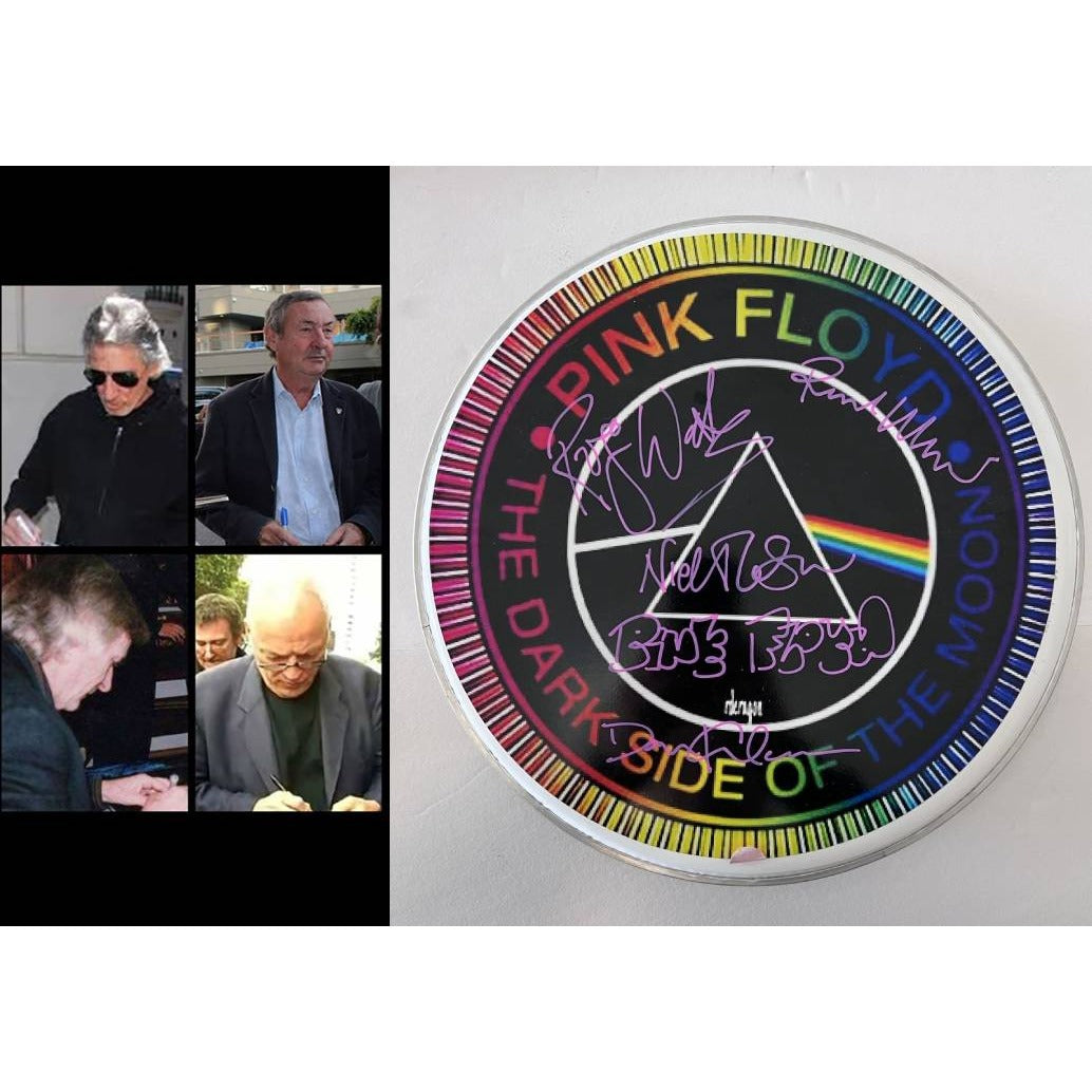 Pink Floyd David Gilmour Roger Waters Nick Mason Richard Wright one of a kind 14 inch drum head signed with proof