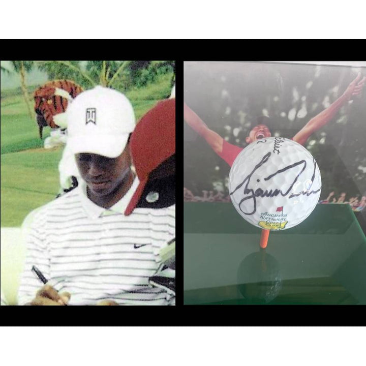 Tiger Woods Masters golf ball signed with proof and 9x6 acrylic display case