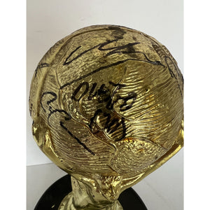 Pele, Franz Beckenbauer, Diego Maradona, Johan Cruyff, Leo Messi, Zinedine Zidane World Cup trophy signed with proof