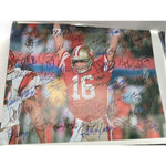 Load image into Gallery viewer, Joe Montana Jerry Rice Roger Craig Super Bowl champions 16x20 photo signed with proof
