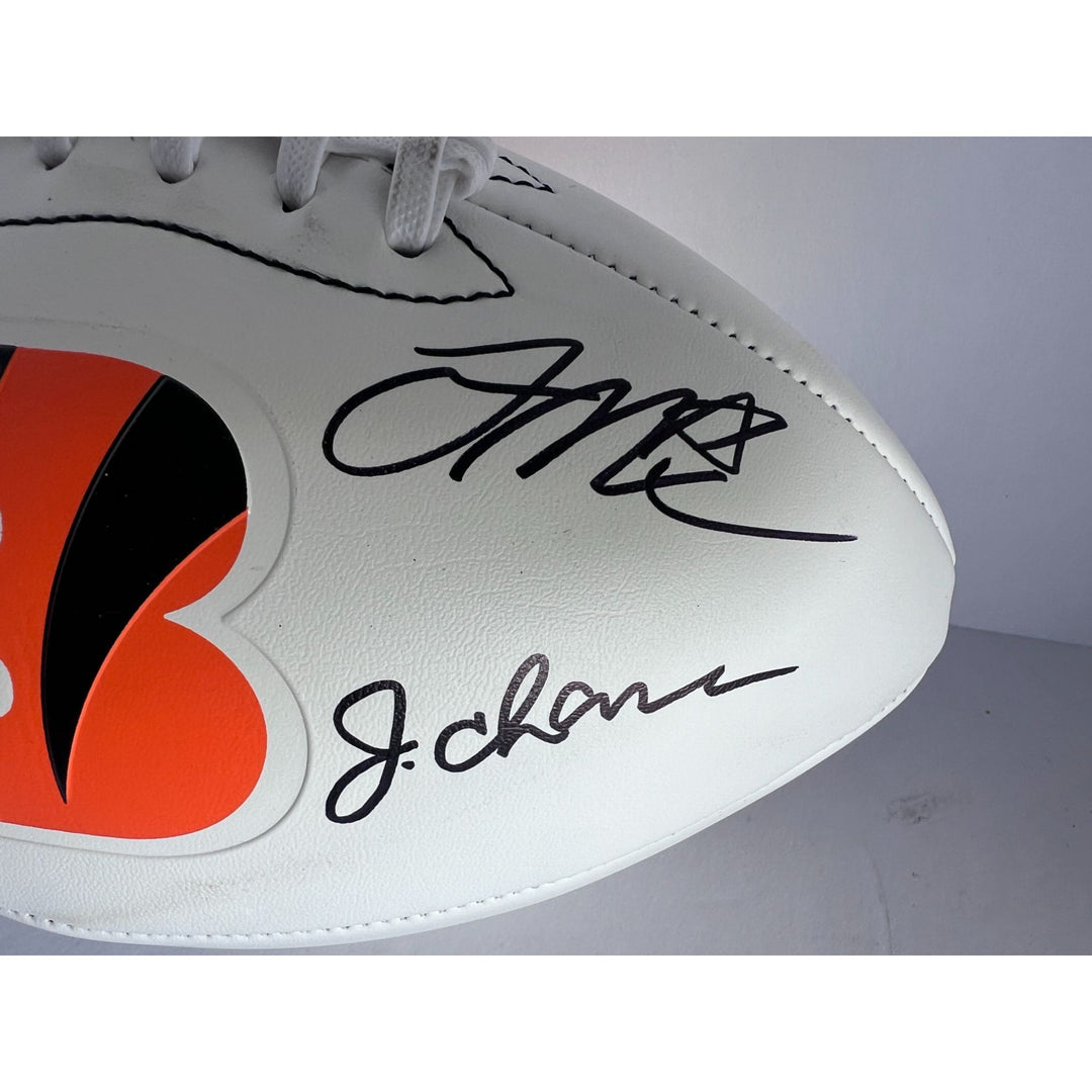 Joe Burrow and Ja'Marr Chase, Joe Mixon, Cincinnati Bengals full size football signed with proof