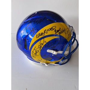 Cooper Kupp Matt Stafford Aaron Donald 2021 Los Angeles Rams Super Bowl Champions team signed Riddell Speed Pro helmet