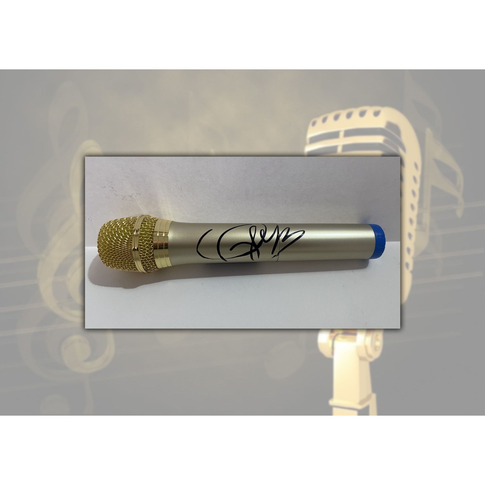Taylor Swift gold full size microphone side with proof