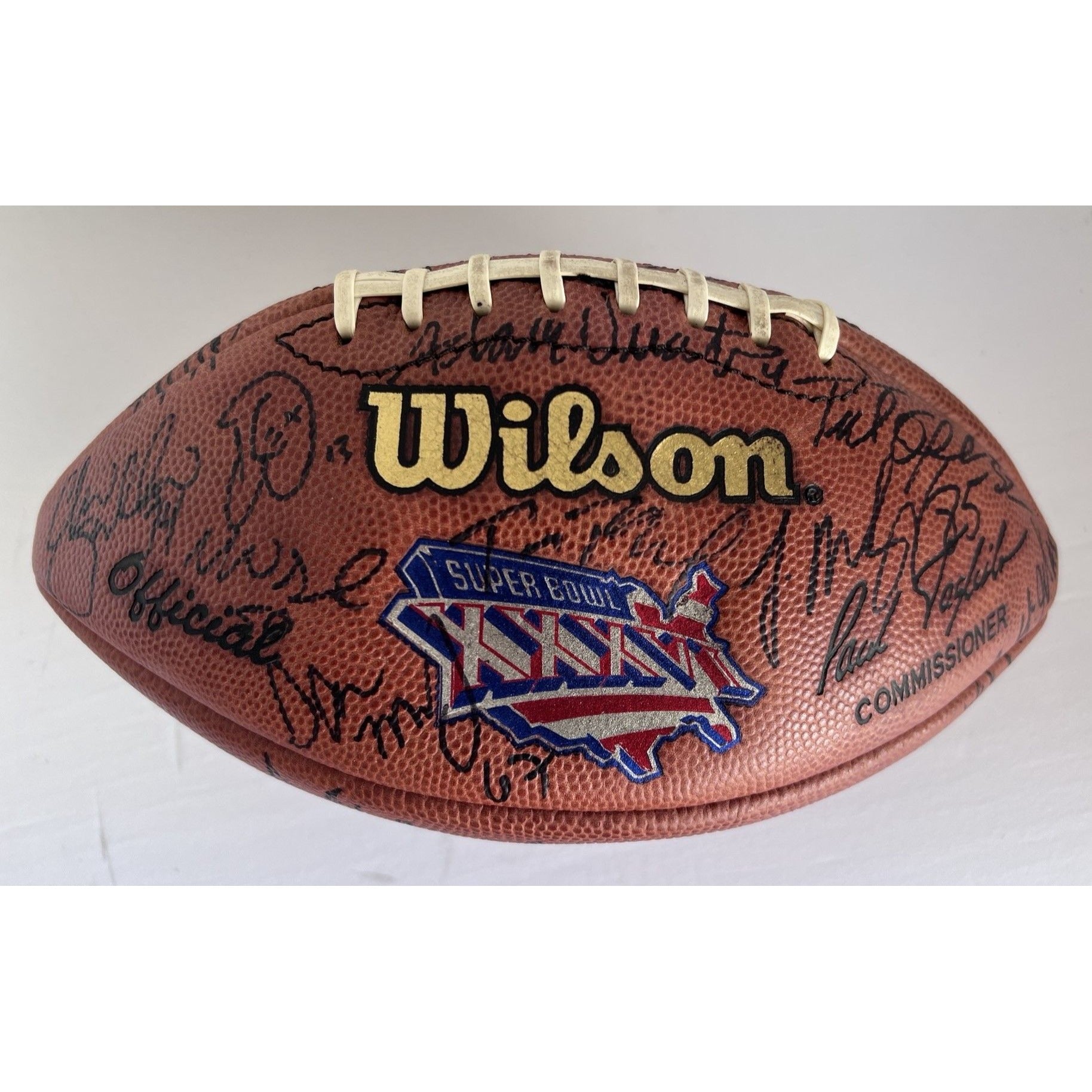 2001 New England Patriots Super Bowl XXXVI Team Signed Football