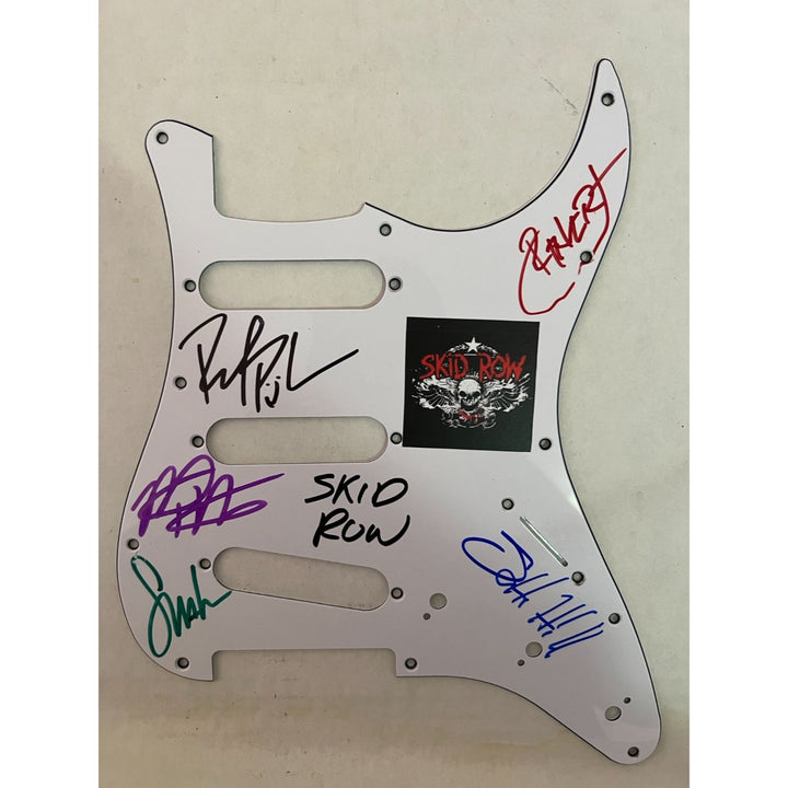 Skid Row Sebastian Bach  Dave Sarbo, Sciottie Hill  electric guitar pickguard signed