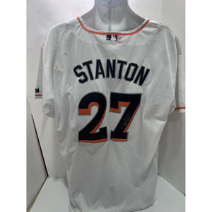 Giancarlo Stanton Miami Marlins game model embroidered Jersey Size 52 signed with proof