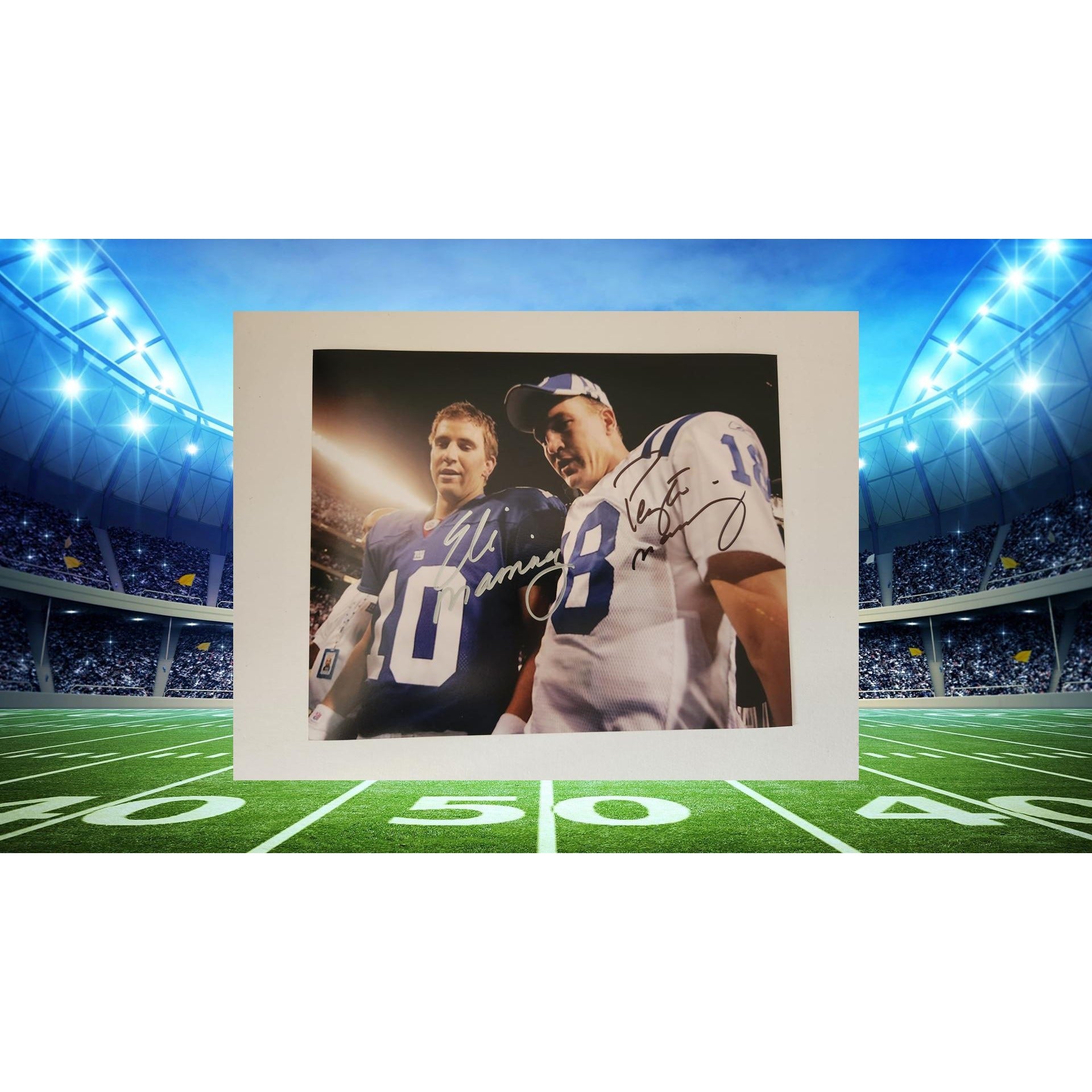 Eli and Peyton Manning 8x10 photo signed