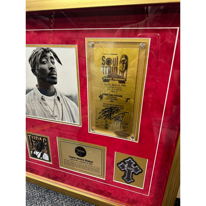 Tupac Shakur Soul Train Music Awards ticket signed framed 21x21.5"