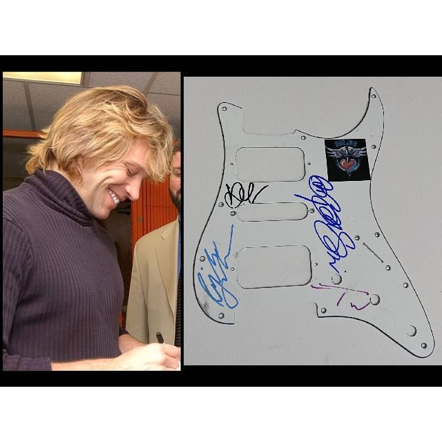 Bon Jovi Richie Sambora Jon Bon Jovi Stratocaster electric pickguard signed with proof