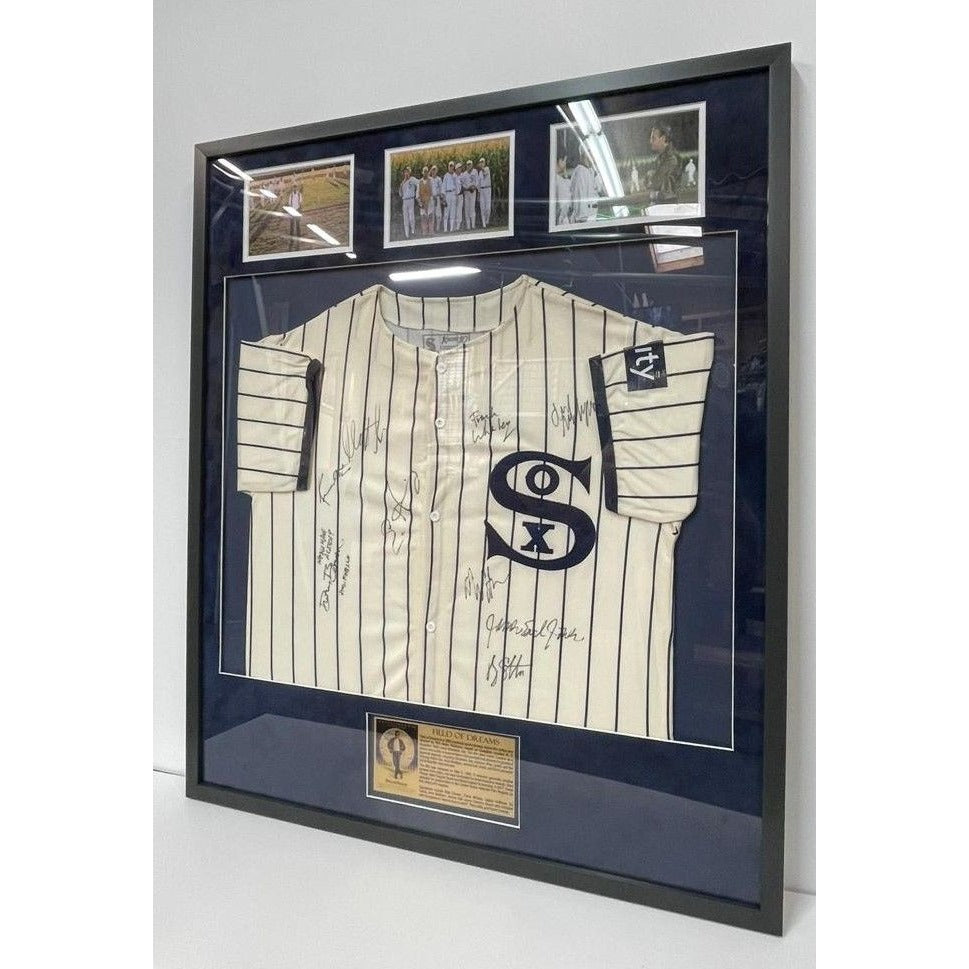 Field of Dreams James Earl Jones Kevin Costner Ray Liotta cast signed jersey framed with proof