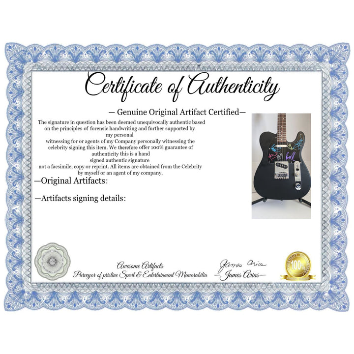 Chester B, Mike Shinoda, Brad Delson, Dave Farrell, Joe Hahn, Rob Bourdon Linkin Park authentic Fender telecaster electric guitar signed