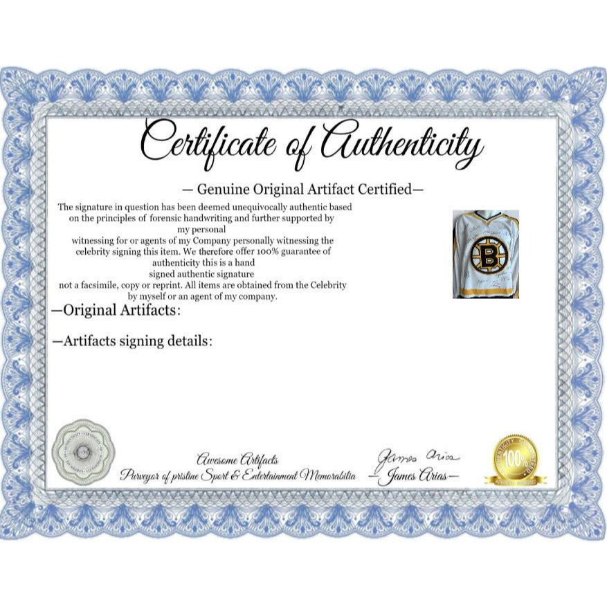 Boston Bruins game model Jersey all-time great signed Milt Schmidt Johnny Bucyik Ray Bourque Bobby Orr Phil Esposito Awesome Artifacts