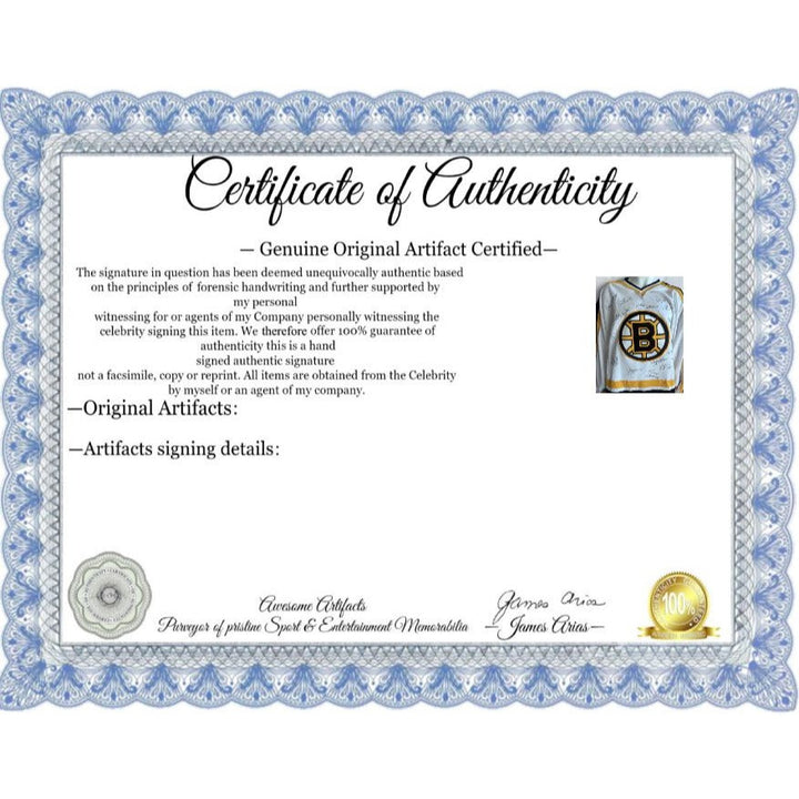 Boston Bruins game model Jersey all-time great signed Milt Schmidt Johnny Bucyik Ray Bourque Bobby Orr Phil Esposito Awesome Artifacts