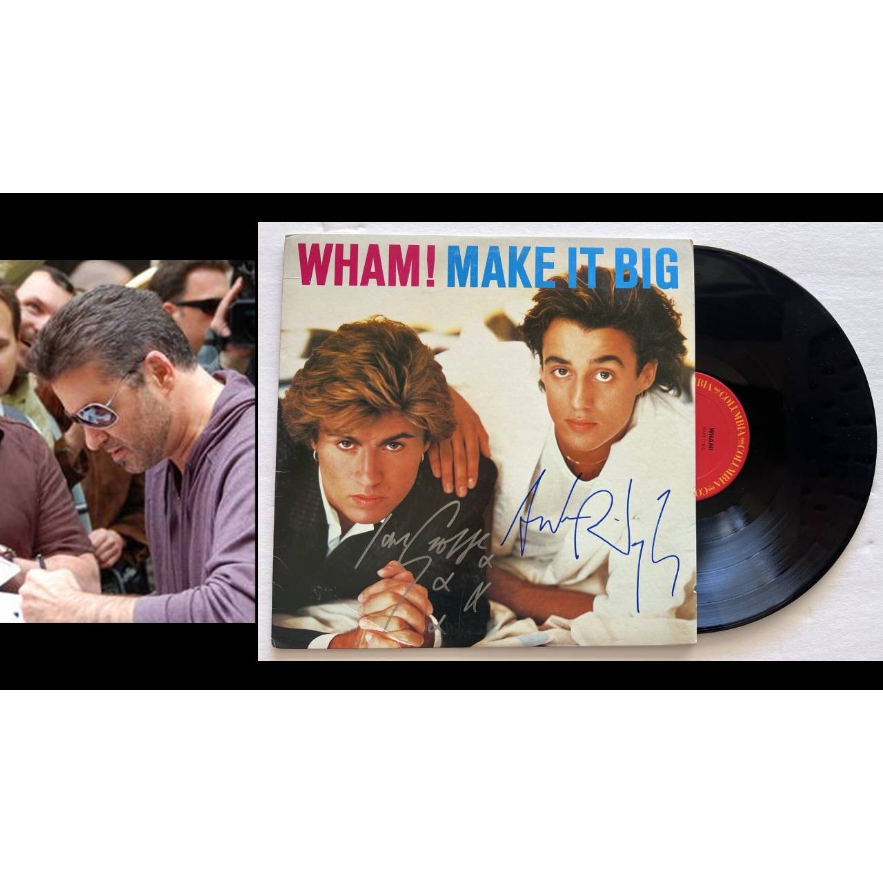 Wham George Michael Andrew Ridgeley 'Make it Big' LP signed with proof