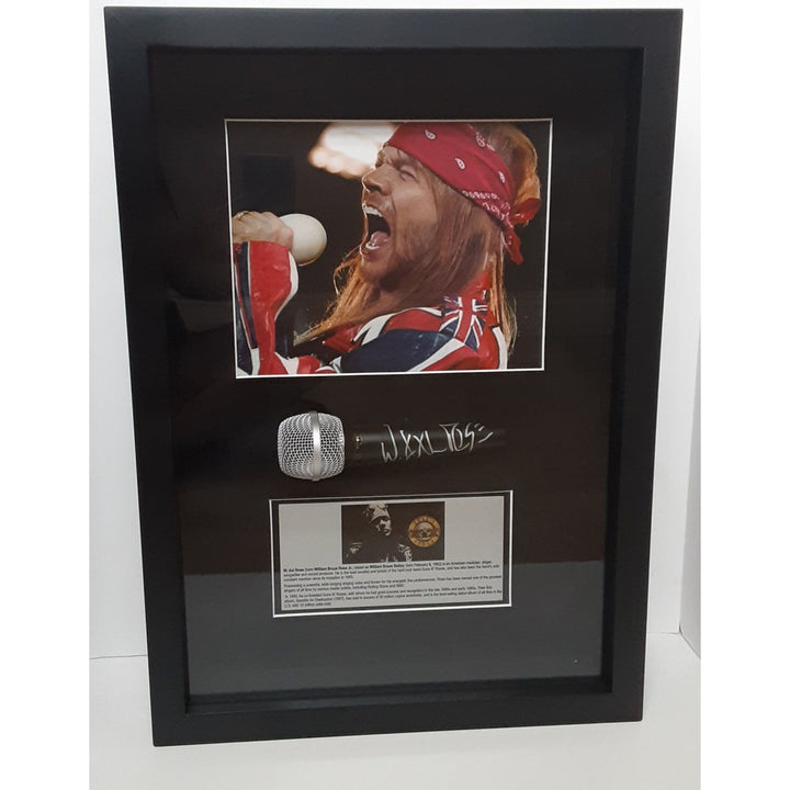 W. Axl Rose microphone signed and framed with proof