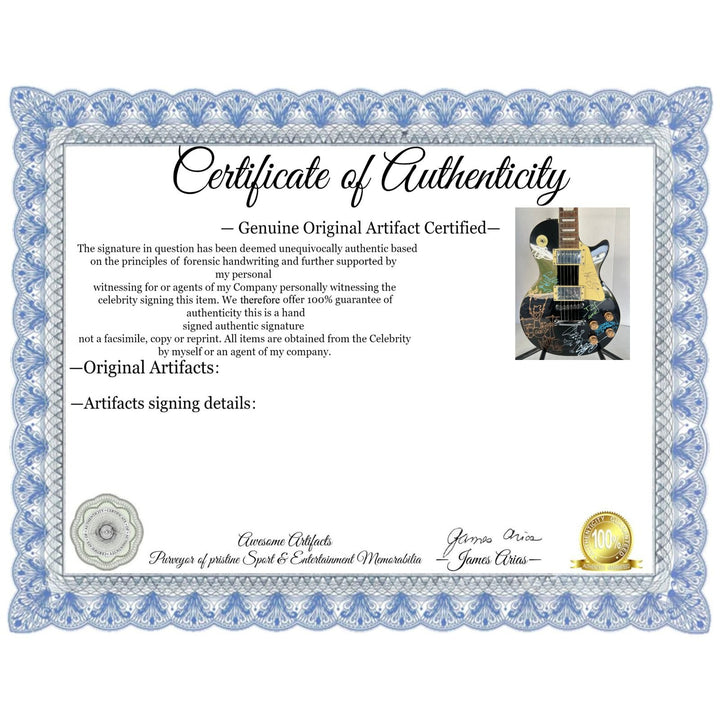 Guns N Roses Axl Rose, Matt Sorum w/ sketch, Slash w/ sketch, Izzy Stradlin, Duff McKagan, Steve Adler black les paul electric guitar