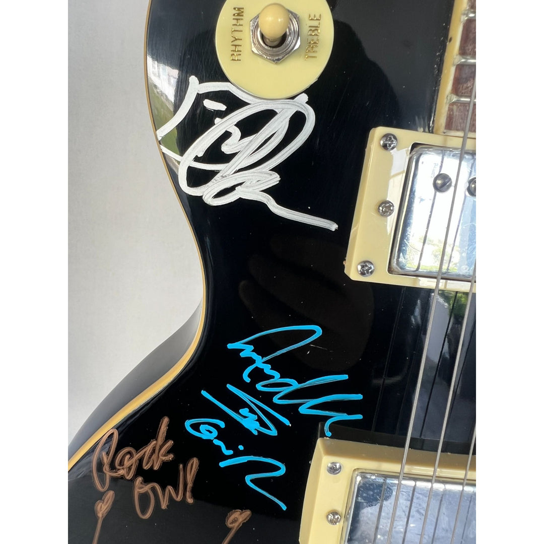 Guns N Roses Axl Rose, Matt Sorum w/ sketch, Slash w/ sketch, Izzy Stradlin, Duff McKagan, Steve Adler black les paul electric guitar